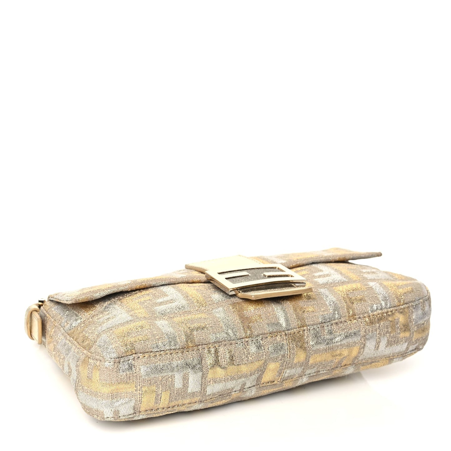 Fendi Metallic Lurex Zucca Baguette Gold Silver