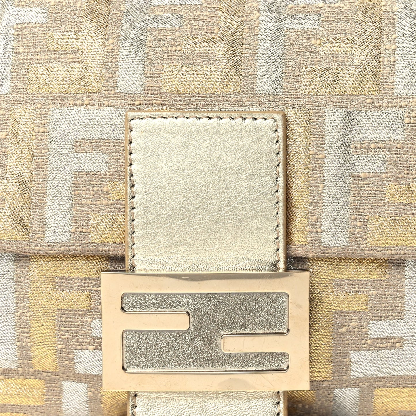 Fendi Metallic Lurex Zucca Baguette Gold Silver