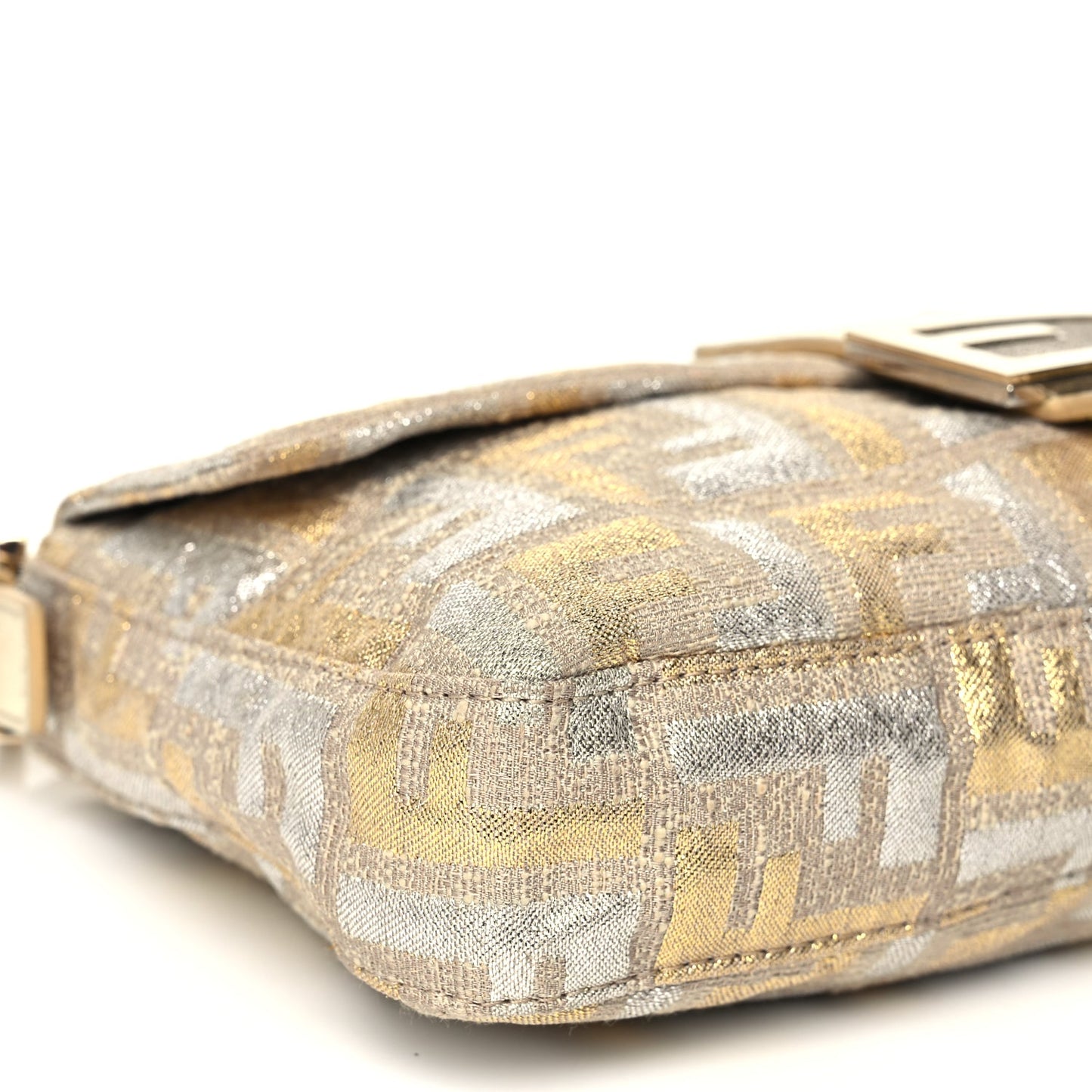 Fendi Metallic Lurex Zucca Baguette Gold Silver