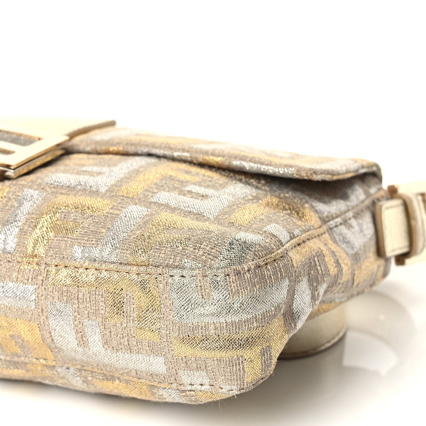 Fendi Metallic Lurex Zucca Baguette Gold Silver