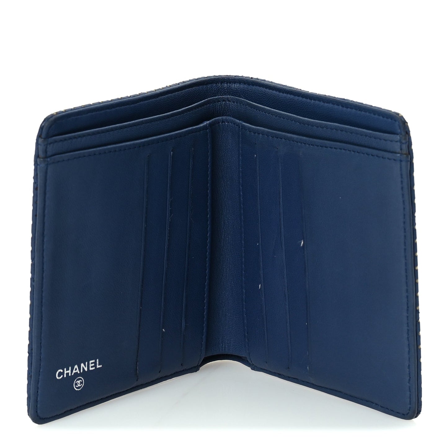 Chanel Perforated Lambskin Quilted Bifold Compact Wallet  Navy