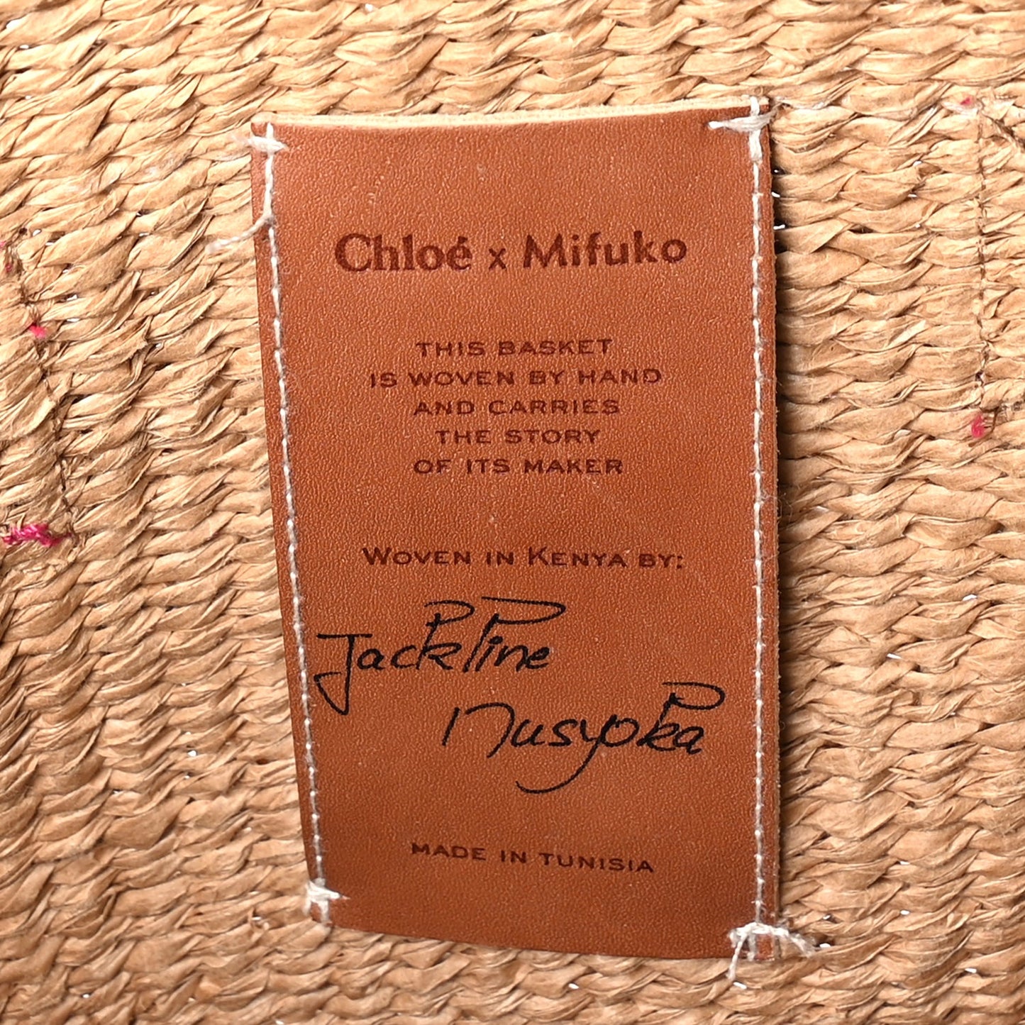 Chloe X MIFUKO Raffia Basket Bag Pink