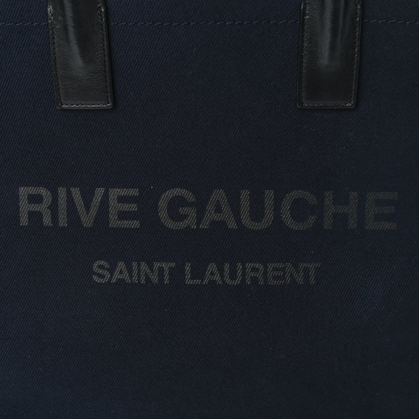 Saint Laurent Canvas Calfskin Rive Gauche North South Noe Tote Navy Black