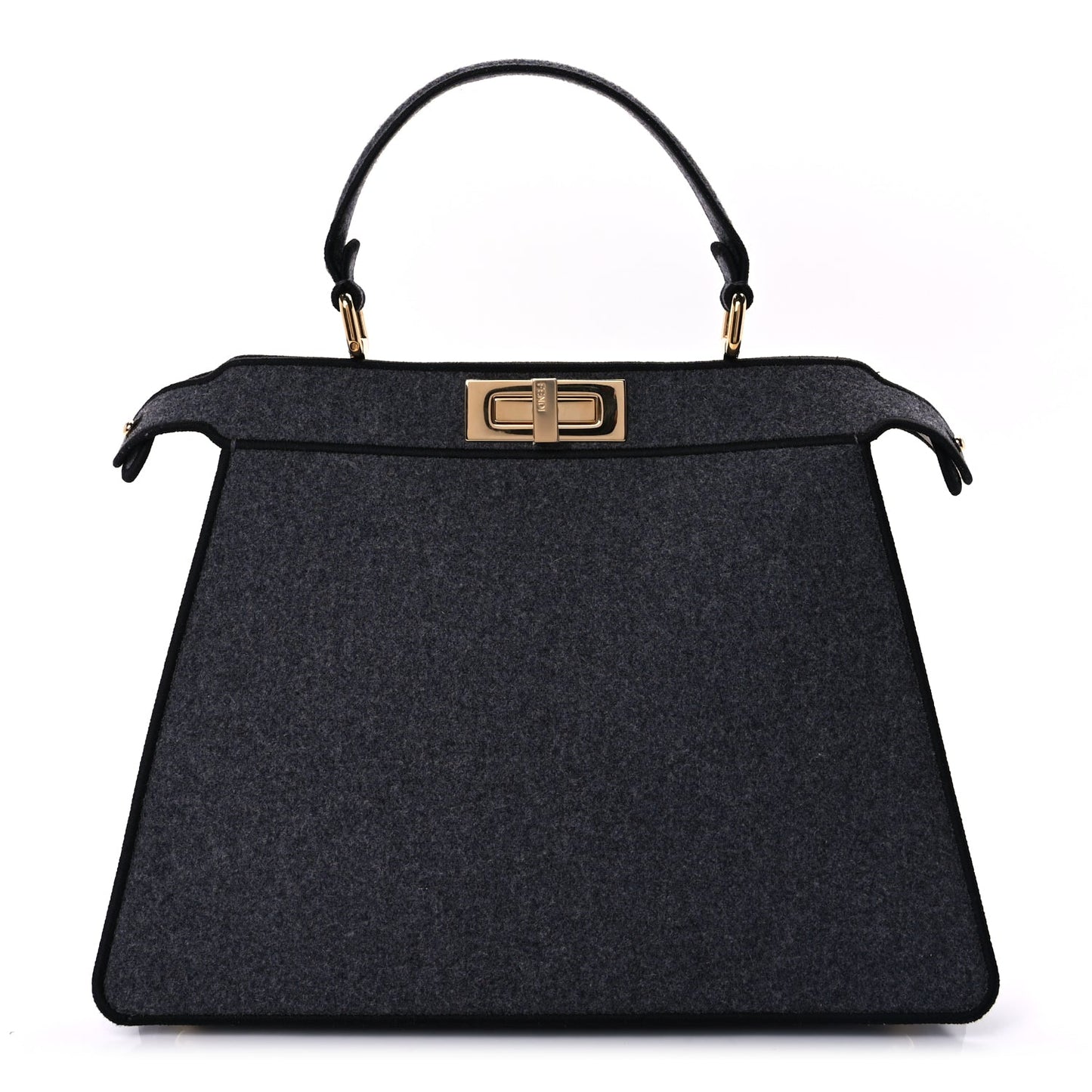Fendi Melange Flannel Satin Threaded Edge Medium Peekaboo I SEE U Satchel Grigio Bois de Rose