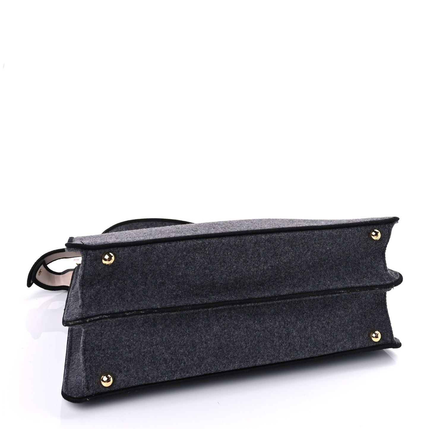 Fendi Melange Flannel Satin Threaded Edge Medium Peekaboo I SEE U Satchel Grigio Bois de Rose