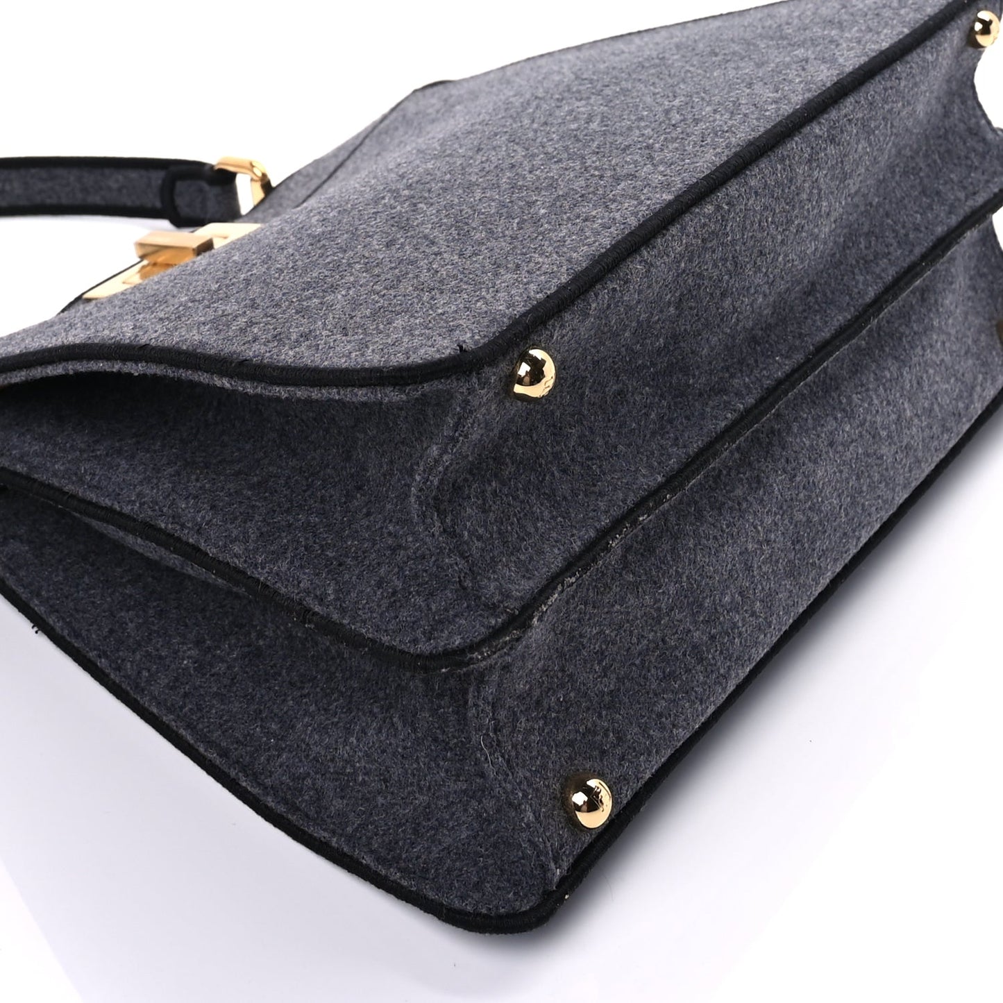 Fendi Melange Flannel Satin Threaded Edge Medium Peekaboo I SEE U Satchel Grigio Bois de Rose