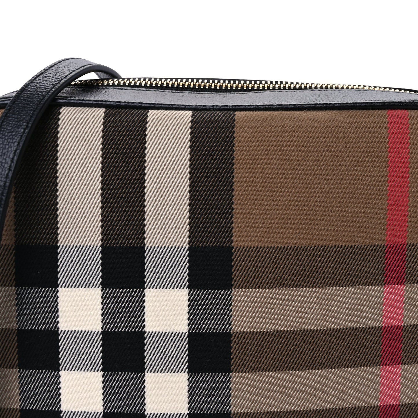 Burberry Calfskin House Check Medium Camera Bag Black