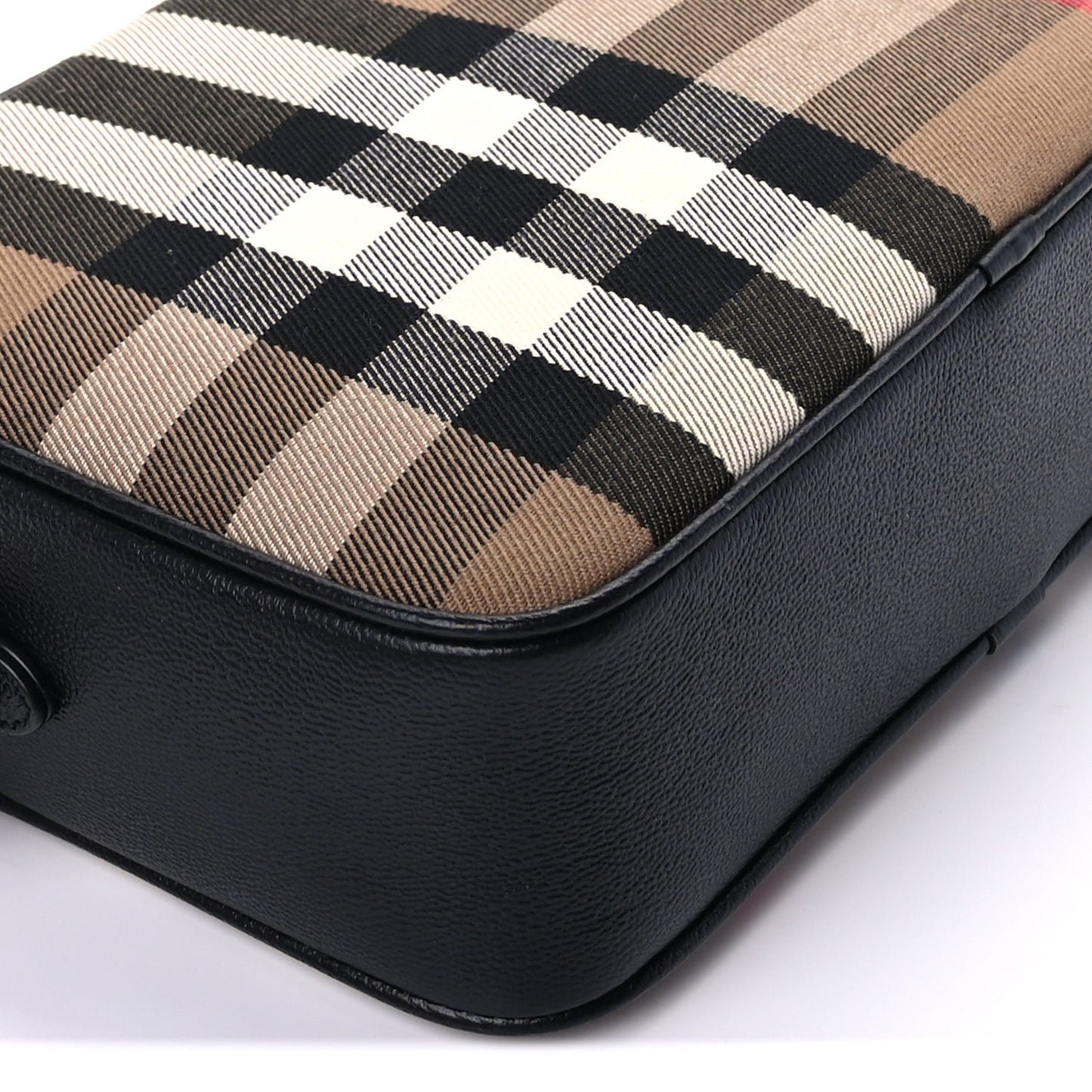 Burberry Calfskin House Check Medium Camera Bag Black