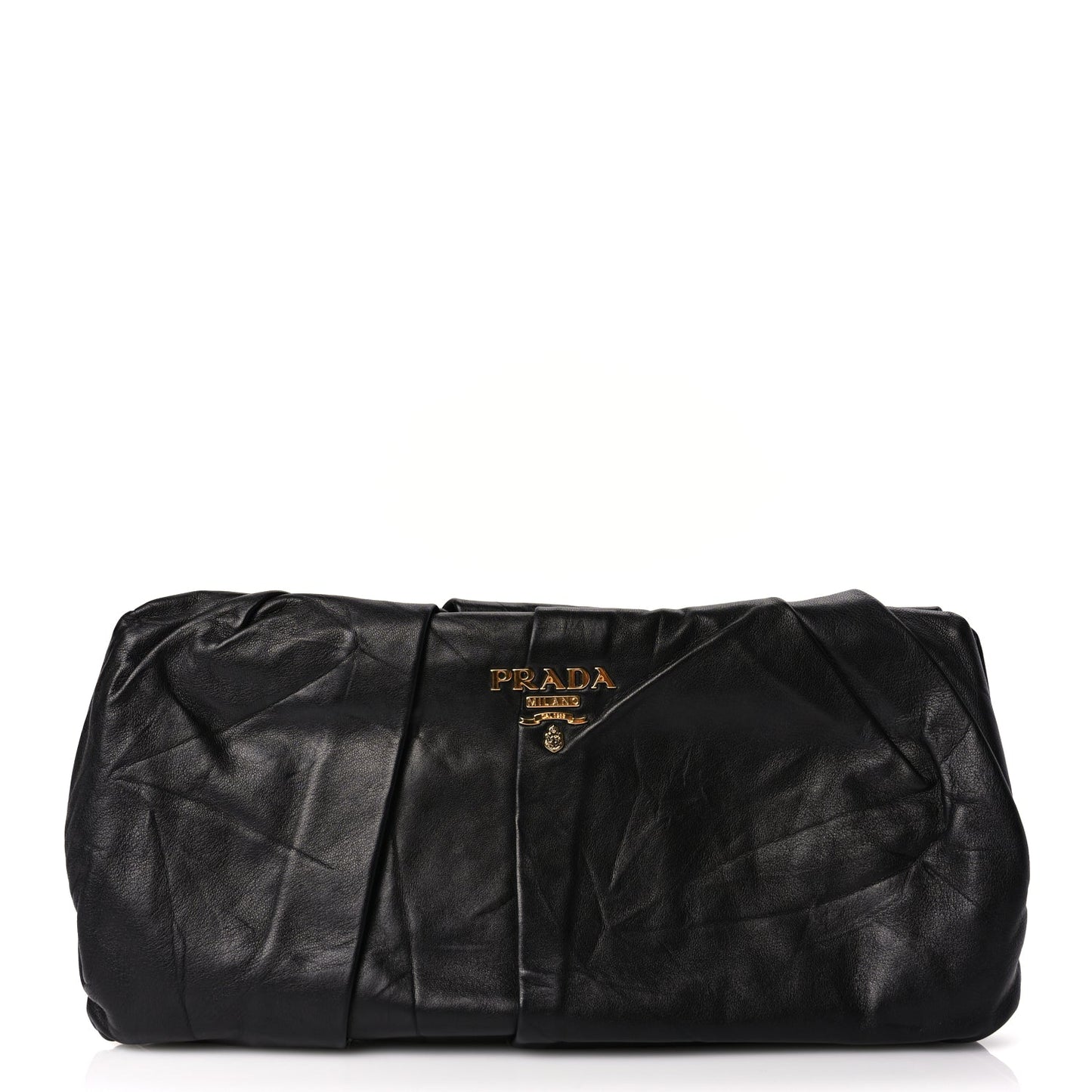 Prada Nappa Pleated Clutch Black
