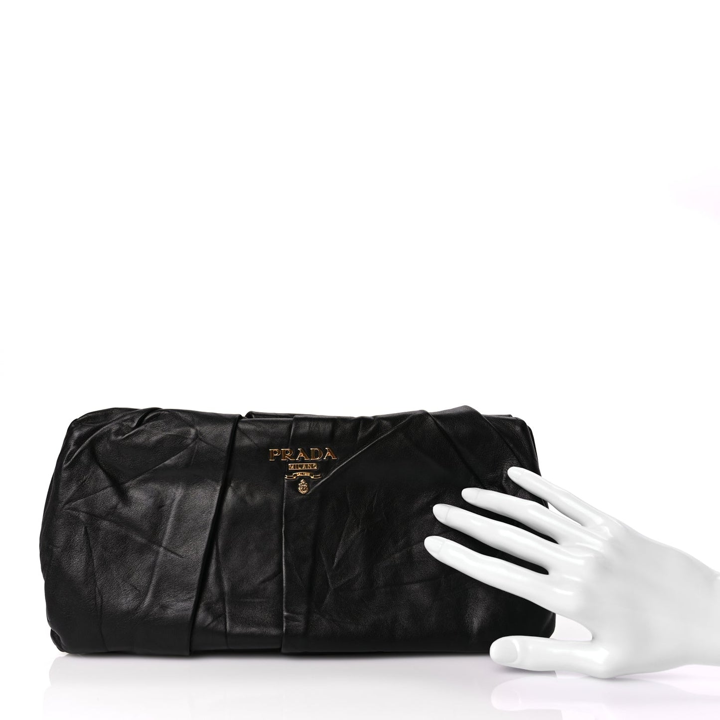 Prada Nappa Pleated Clutch Black