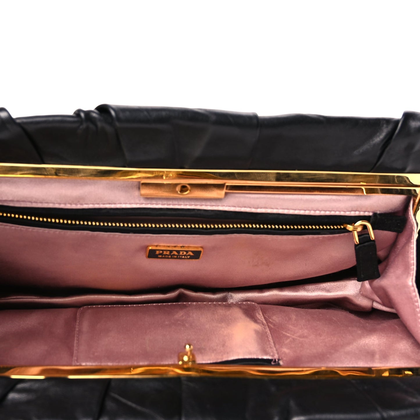 Prada Nappa Pleated Clutch Black