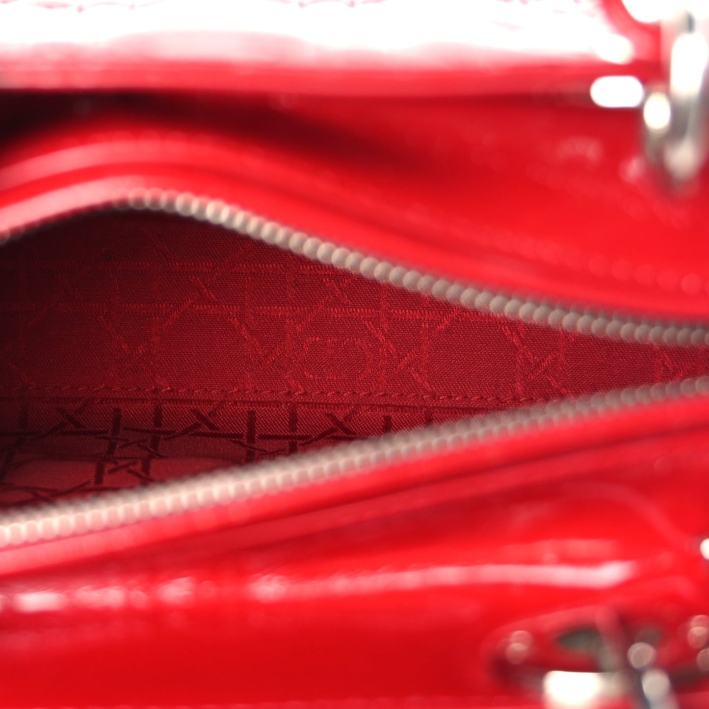Christian Dior Patent Cannage Medium Lady Dior Red