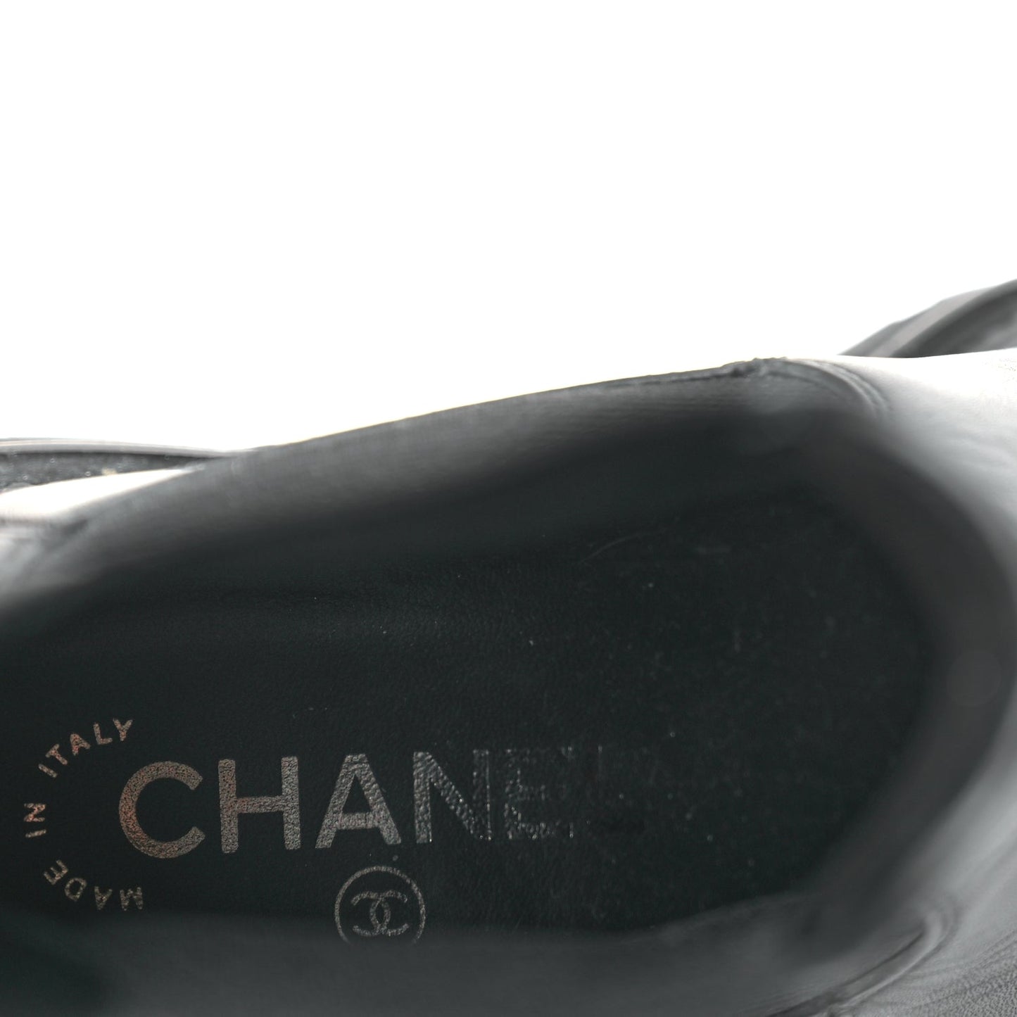 Chanel Calfskin Patent Cap Toe Ankle Boots 37 Black