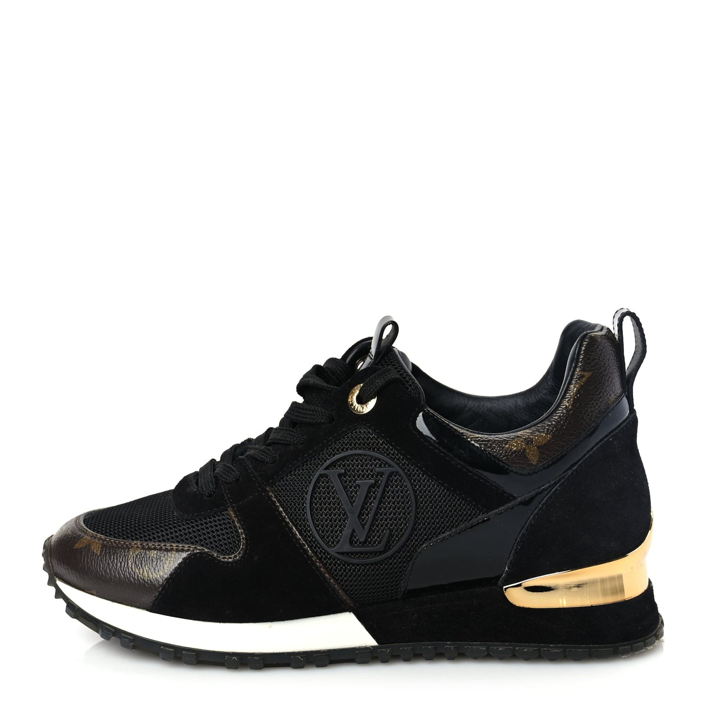 Louis Vuitton Suede Monogram Run Away Sneakers 35 Black
