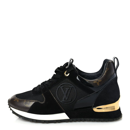 Louis Vuitton Suede Monogram Run Away Sneakers 35 Black