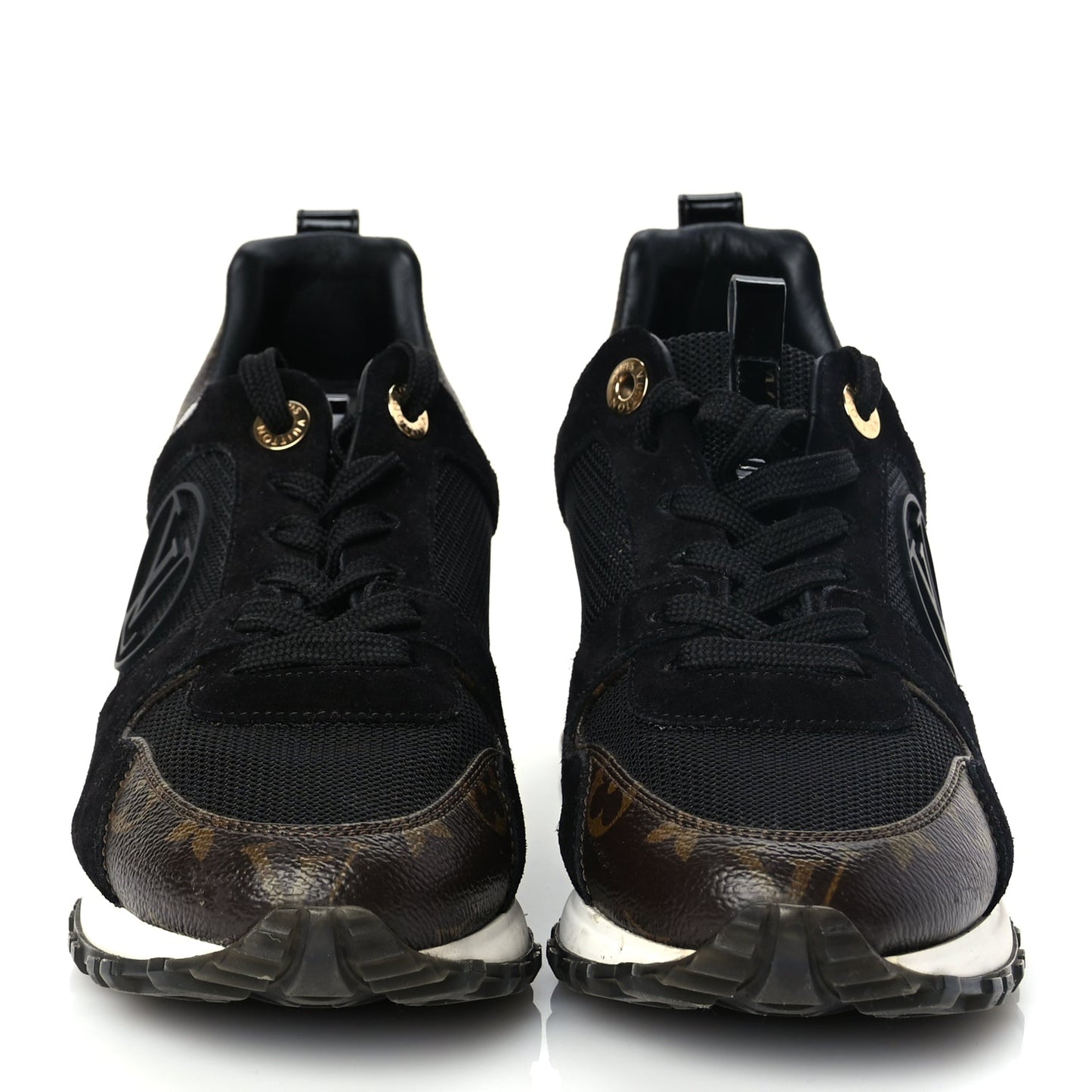 Louis Vuitton Suede Monogram Run Away Sneakers 35 Black