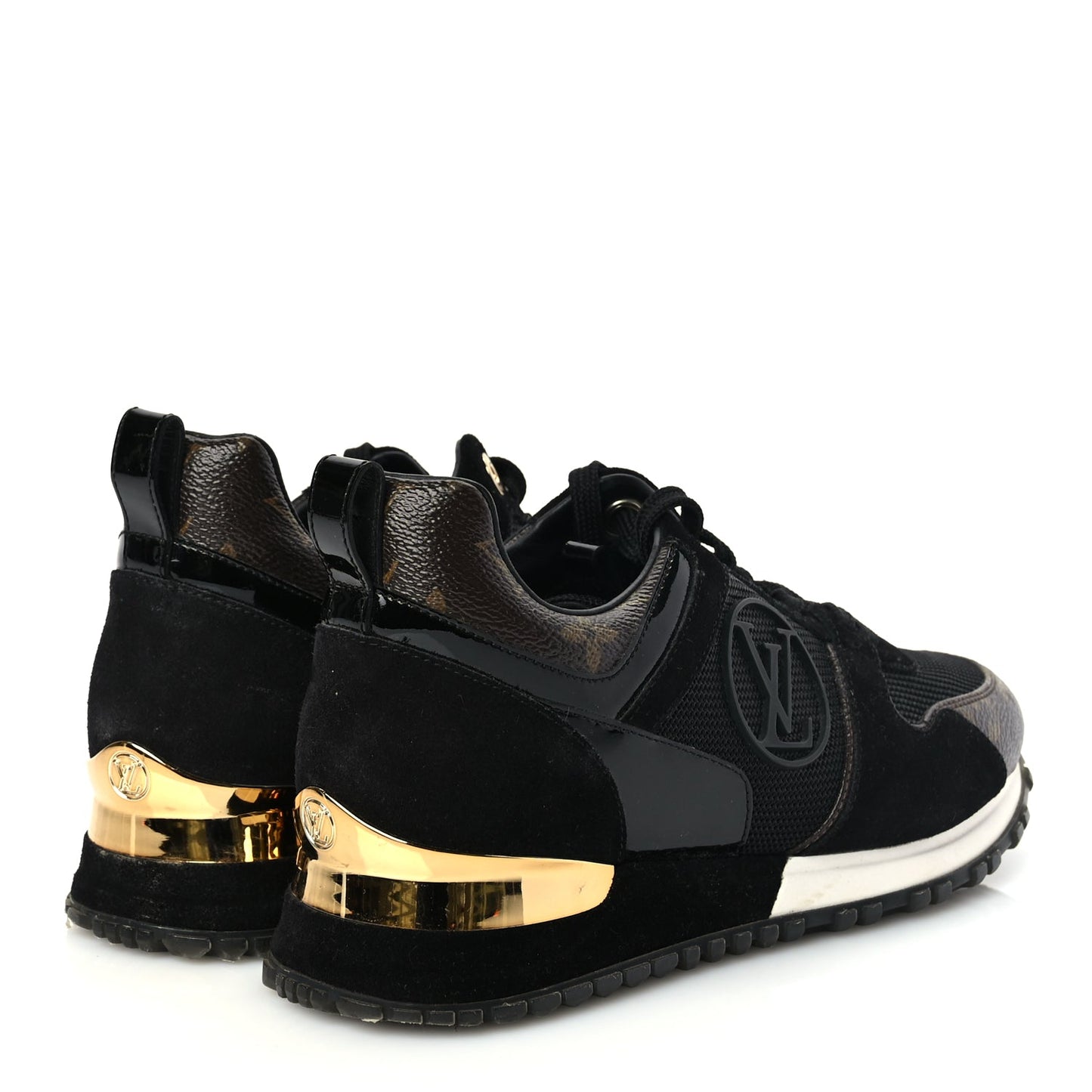 Louis Vuitton Suede Monogram Run Away Sneakers 35 Black
