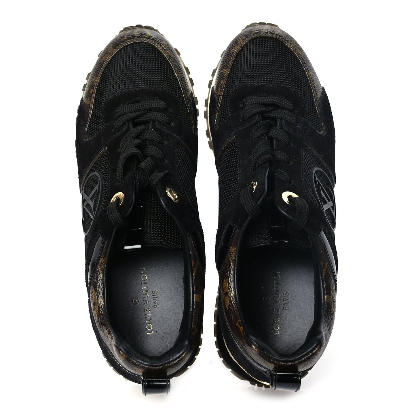 Louis Vuitton Suede Monogram Run Away Sneakers 35 Black