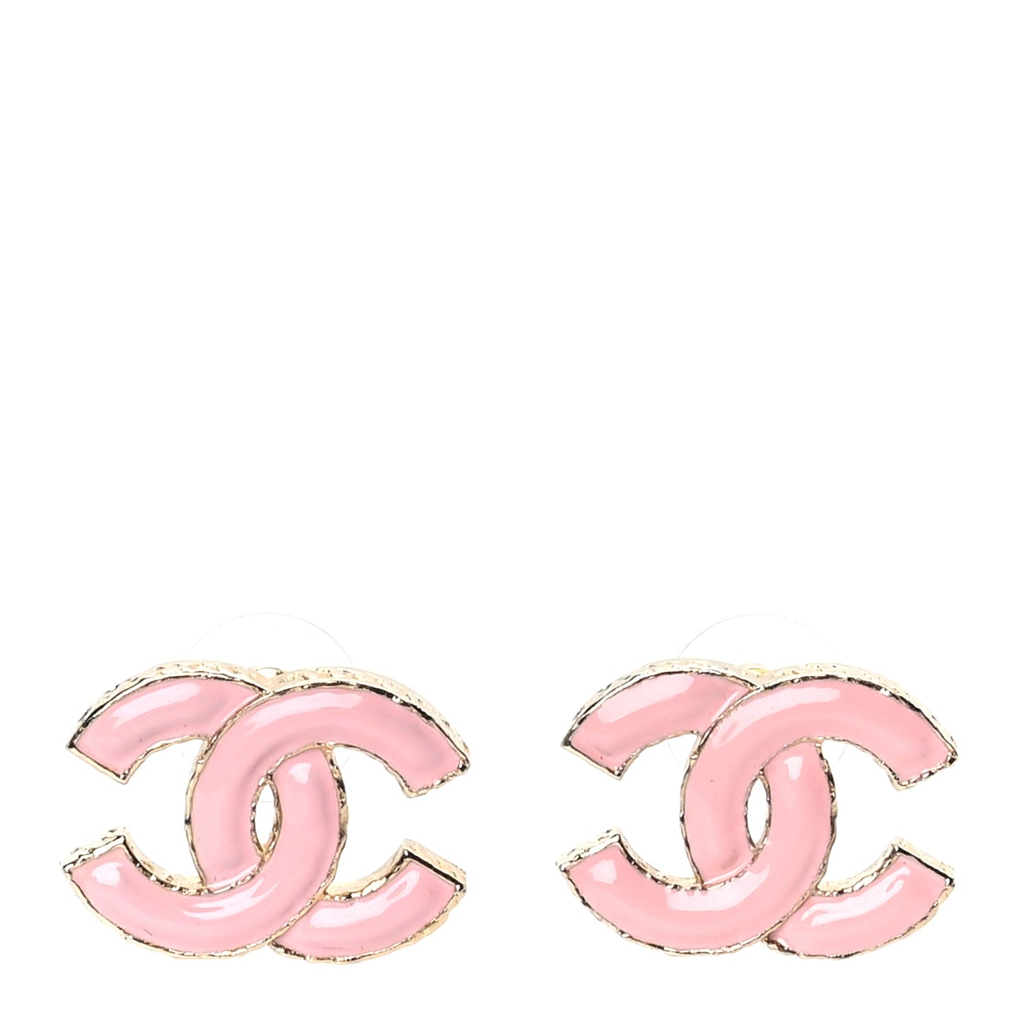 Chanel Metal Enamel CC Earring Pink Gold