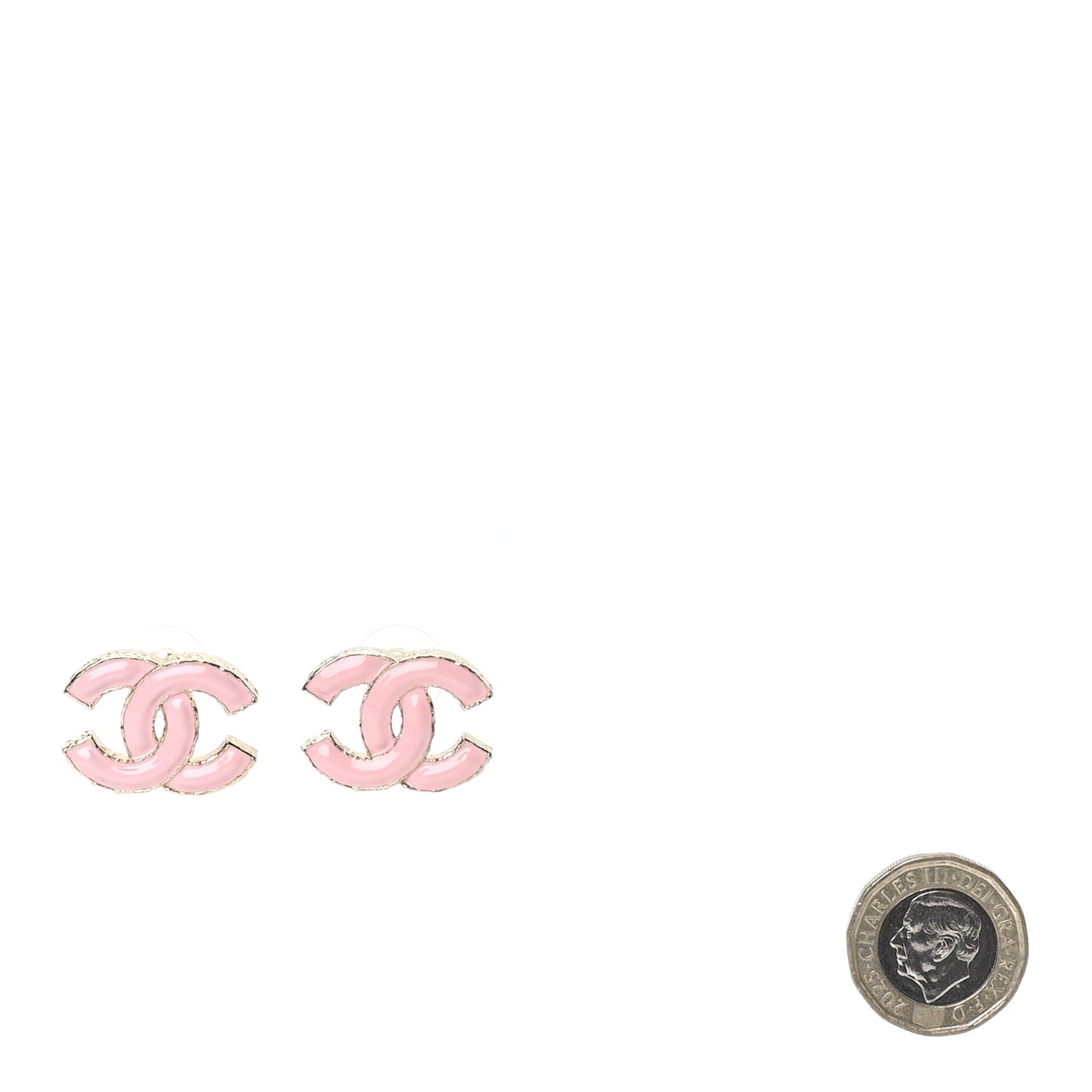 Chanel Metal Enamel CC Earring Pink Gold