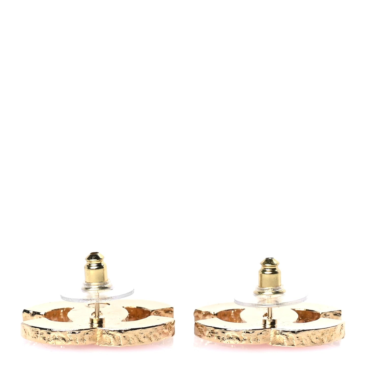 Chanel Metal Enamel CC Earring Pink Gold
