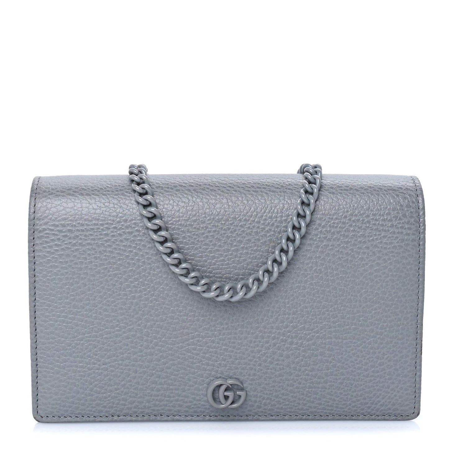 Gucci GUCCI Dollar Calfskin Enamel Monochrome Mini GG Marmont Chain Wallet Deep Grey Deep Grey