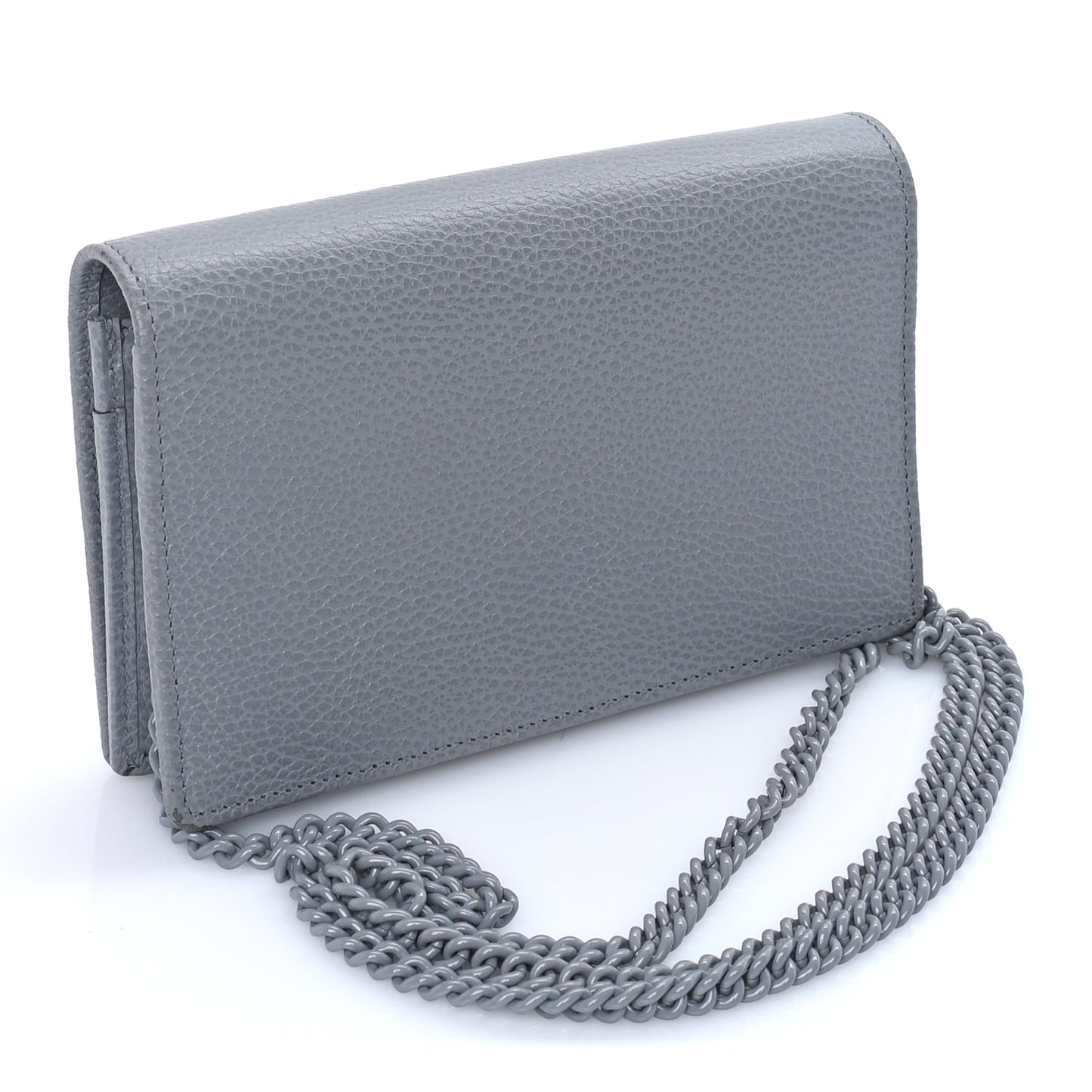 Gucci GUCCI Dollar Calfskin Enamel Monochrome Mini GG Marmont Chain Wallet Deep Grey Deep Grey