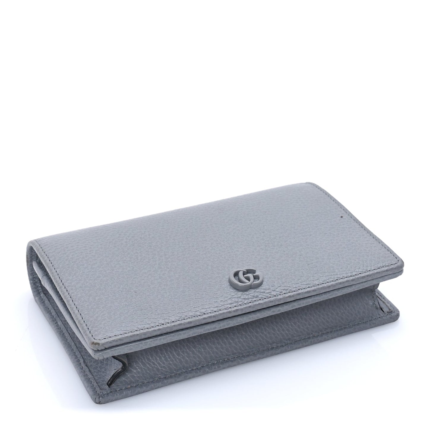 Gucci GUCCI Dollar Calfskin Enamel Monochrome Mini GG Marmont Chain Wallet Deep Grey Deep Grey