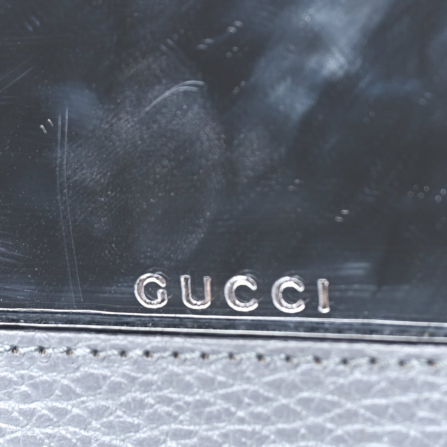 Gucci GUCCI Dollar Calfskin Enamel Monochrome Mini GG Marmont Chain Wallet Deep Grey Deep Grey