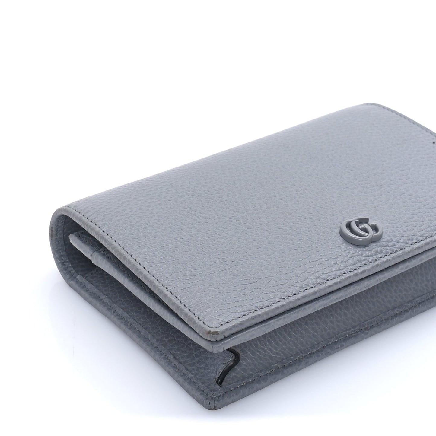 Gucci GUCCI Dollar Calfskin Enamel Monochrome Mini GG Marmont Chain Wallet Deep Grey Deep Grey