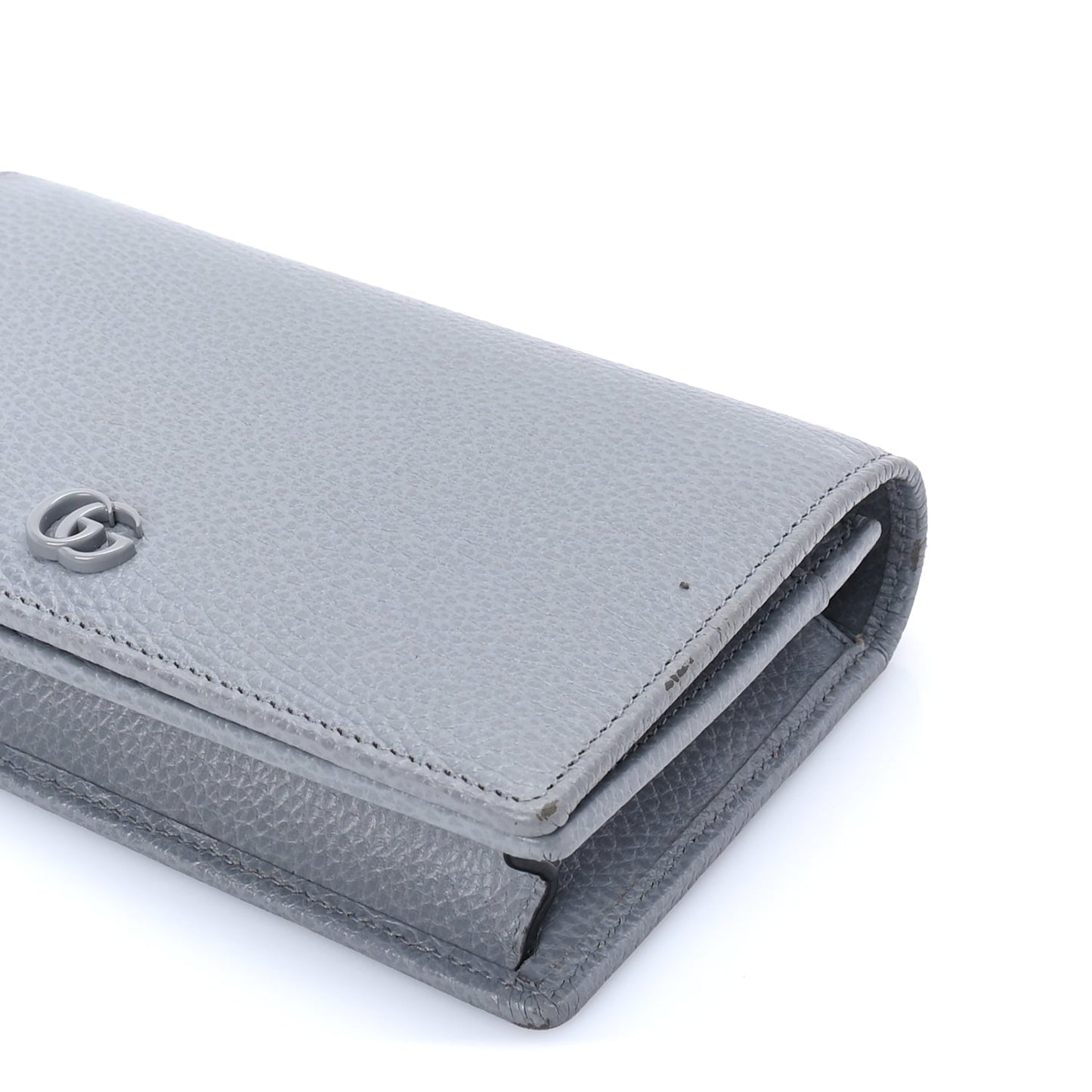 Gucci GUCCI Dollar Calfskin Enamel Monochrome Mini GG Marmont Chain Wallet Deep Grey Deep Grey