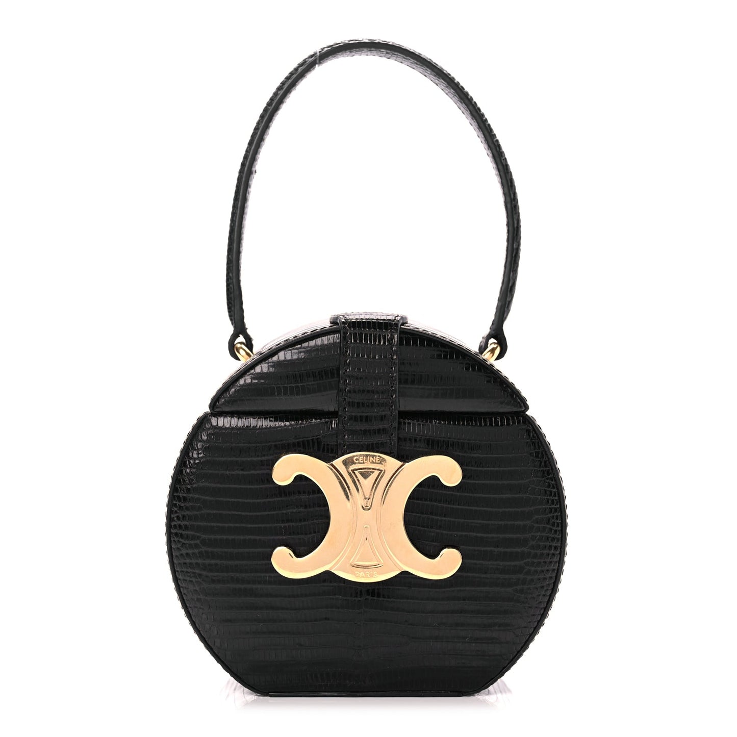 Celine Lizard Round Box Triomphe Black