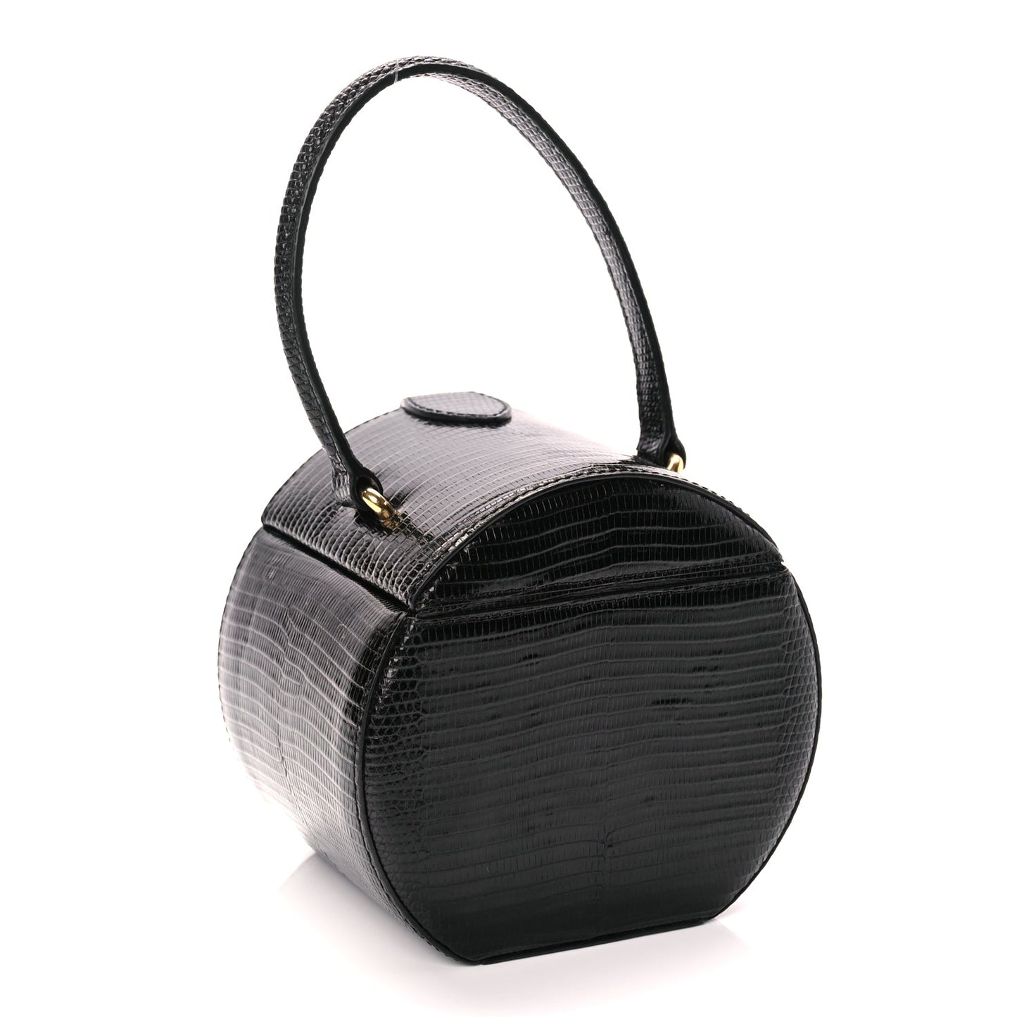 Celine Lizard Round Box Triomphe Black