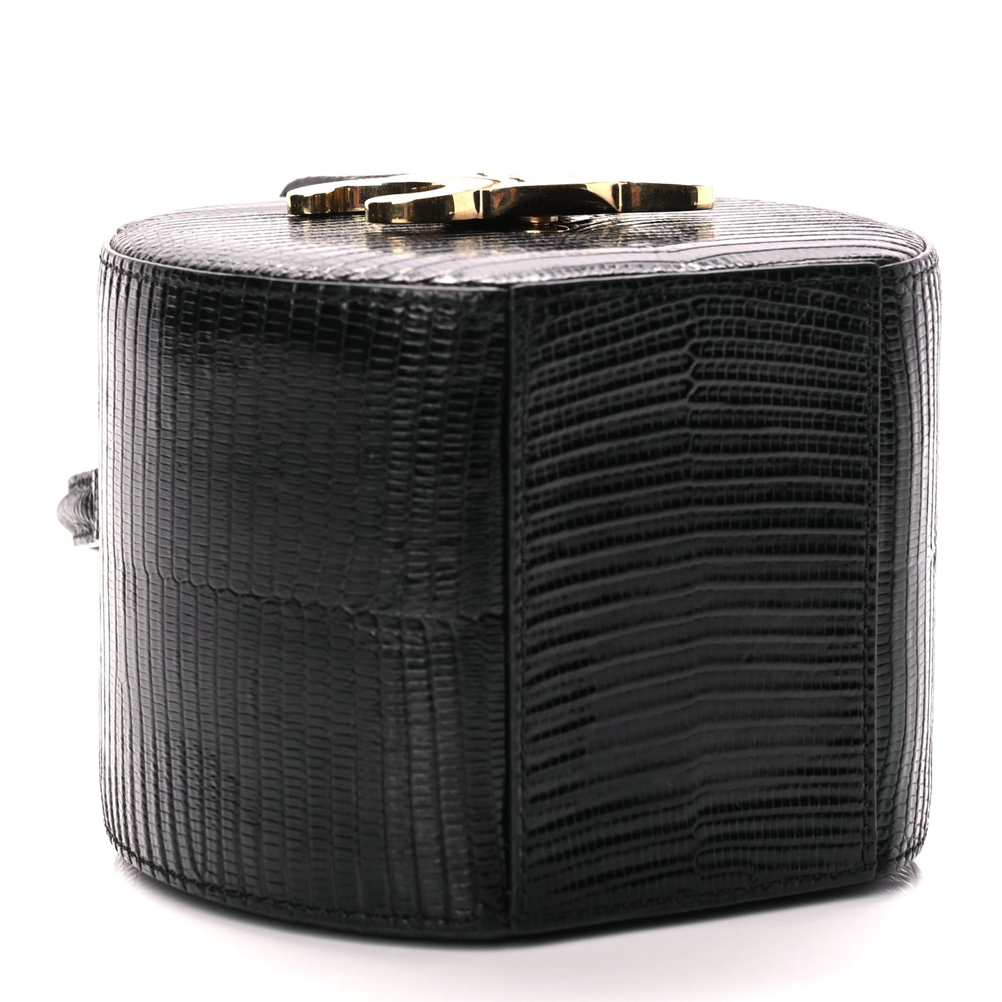 Celine Lizard Round Box Triomphe Black