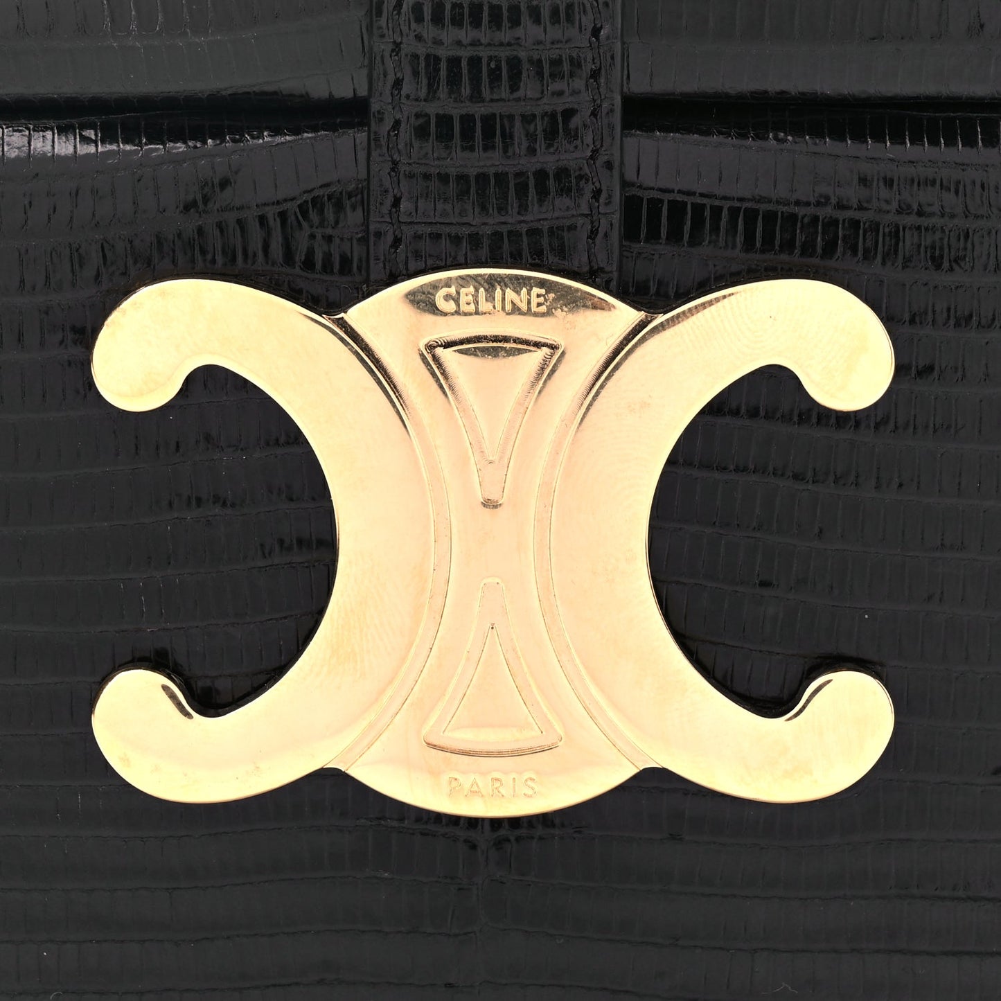 Celine Lizard Round Box Triomphe Black