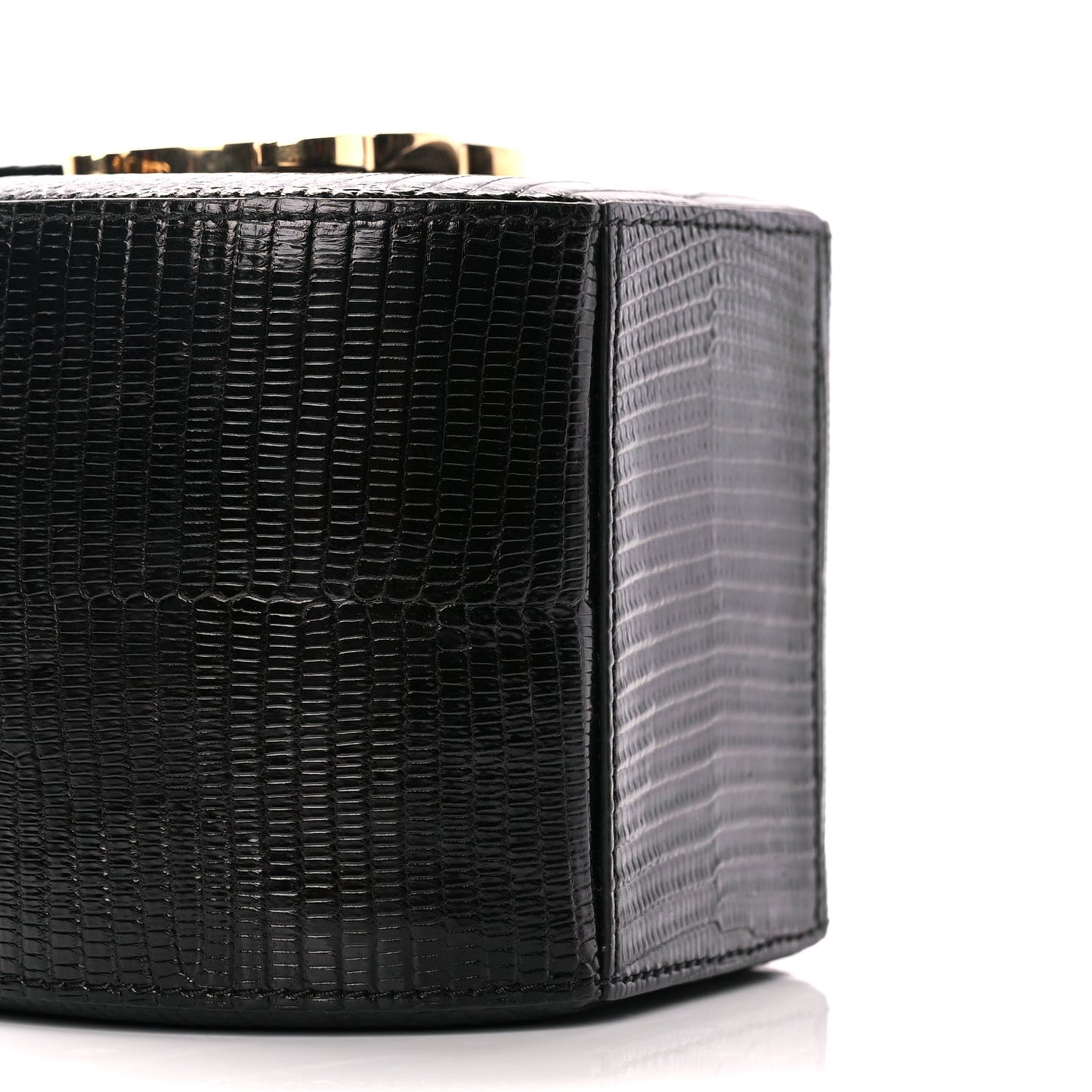 Celine Lizard Round Box Triomphe Black