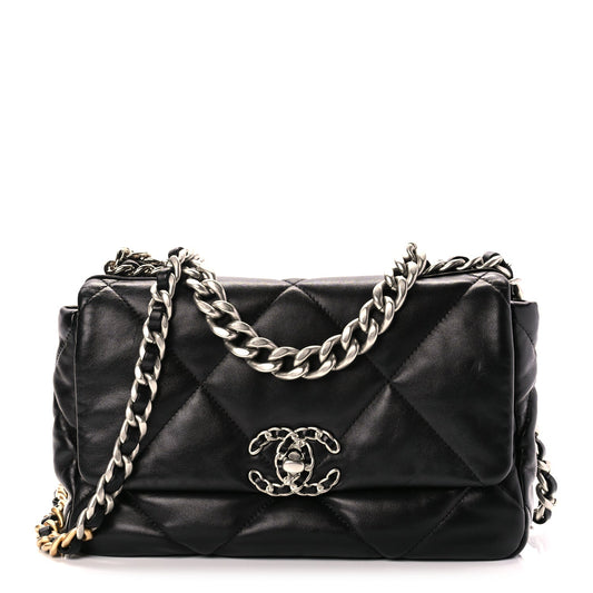 Chanel Lambskin Quilted Medium Chanel 19 Flap Black