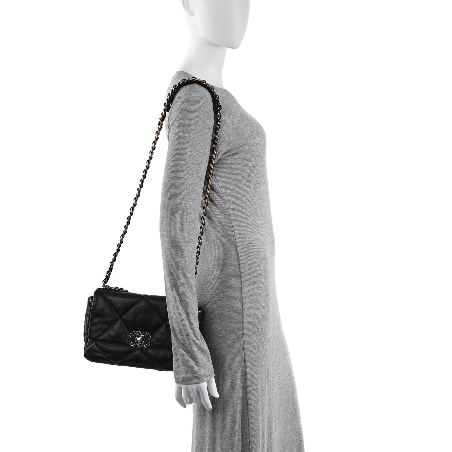 Chanel Lambskin Quilted Medium Chanel 19 Flap Black