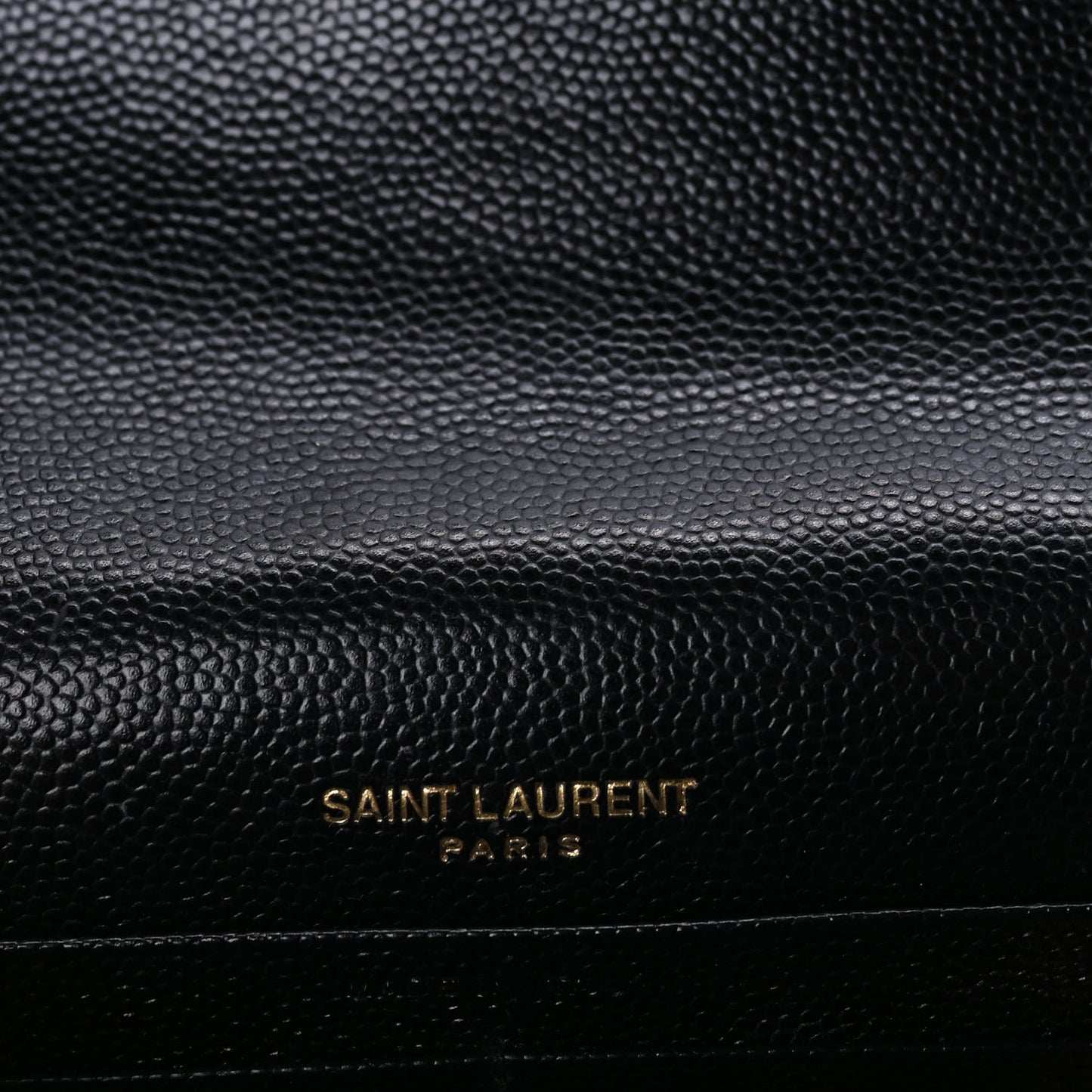 Saint Laurent Grain De Poudre Matelasse Chevron Monogram Envelope Chain Wallet Black