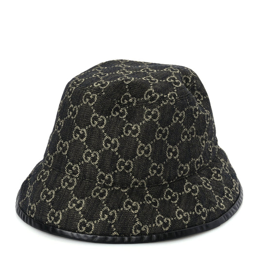 Gucci Jacquard Denim GG Monogram Oscar Bucket Hat M Black Ivory