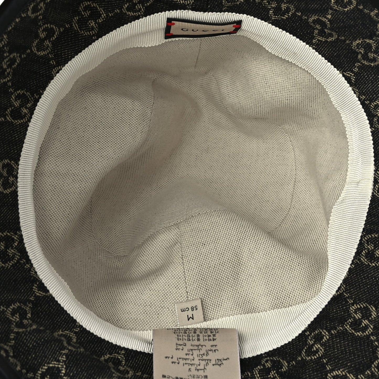 Gucci Jacquard Denim GG Monogram Oscar Bucket Hat M Black Ivory