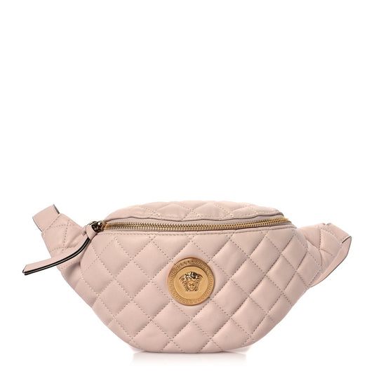 Versace Nappa Quilted Medusa Belt Bag Light Pink