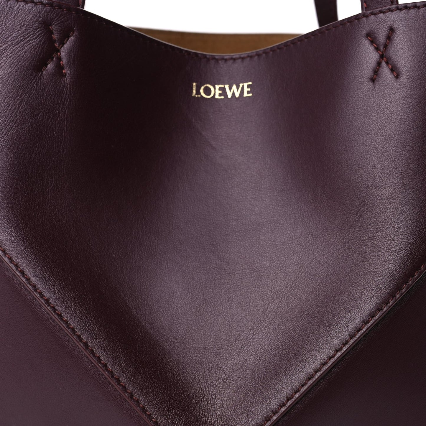 Loewe Shiny Calfskin Medium Puzzle Fold Tote  Dark Burgundy