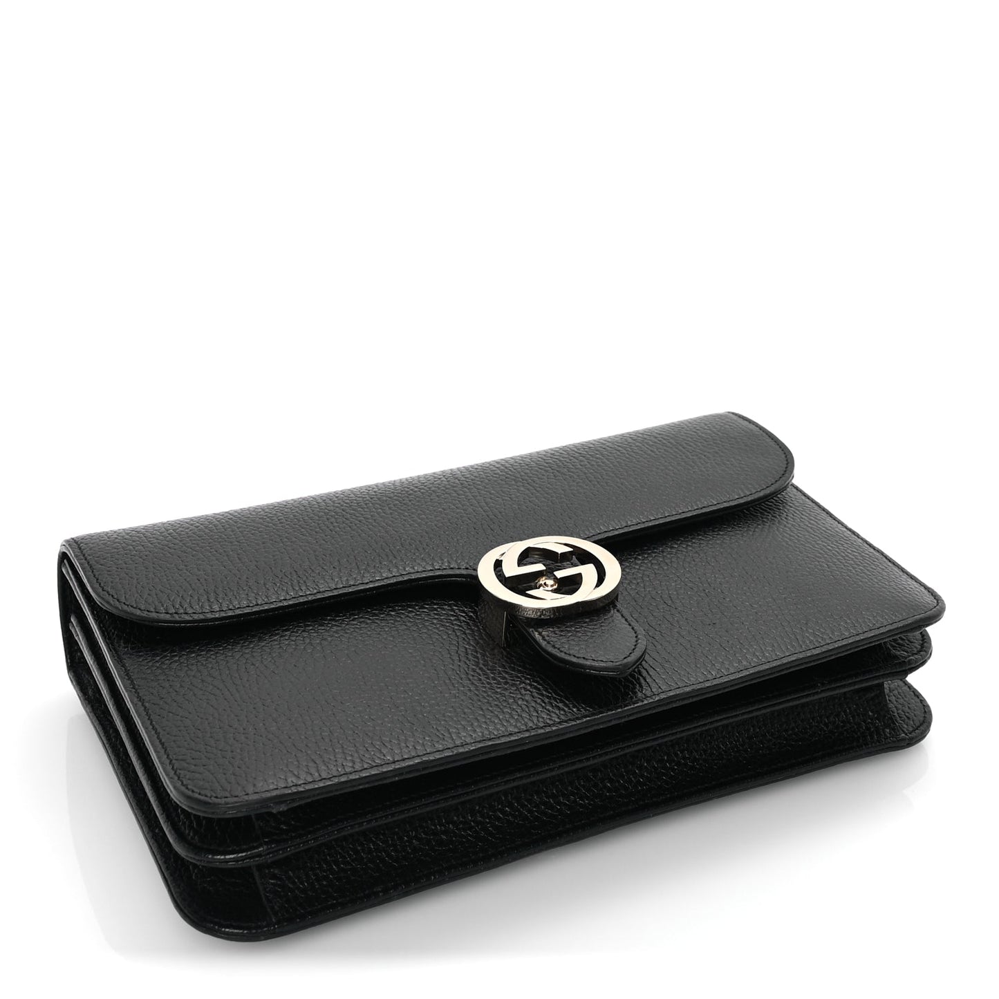 Gucci Dollar Calfskin Interlocking G Shoulder Bag Black
