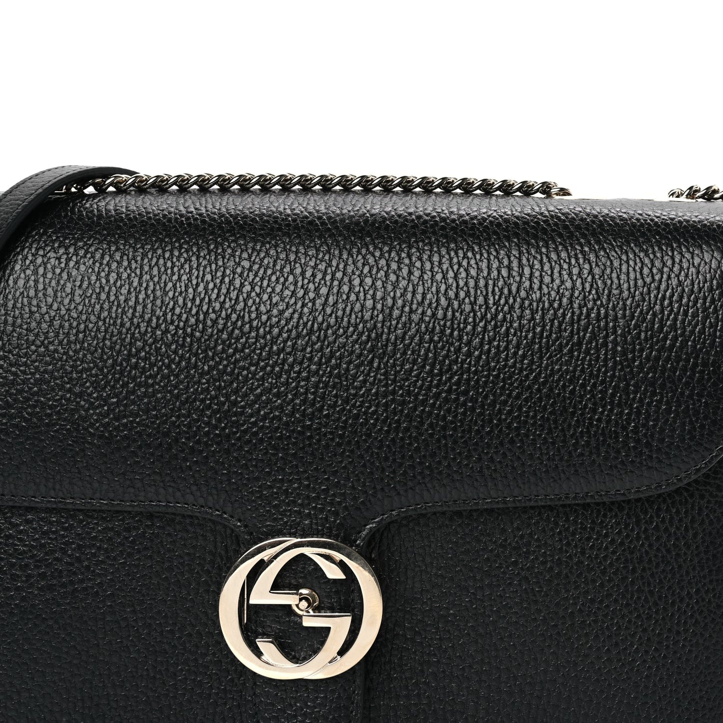 Gucci Dollar Calfskin Interlocking G Shoulder Bag Black