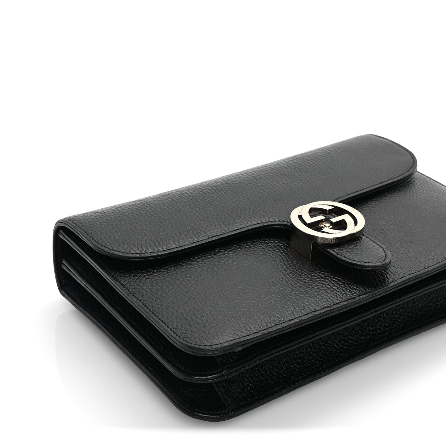 Gucci Dollar Calfskin Interlocking G Shoulder Bag Black