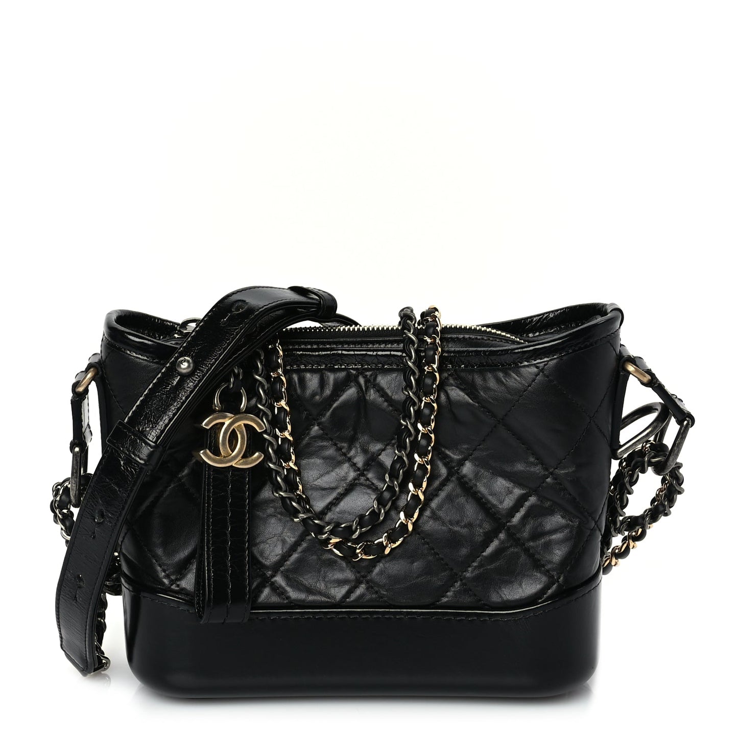 Chanel Aged Calfskin Chevron Quilted Small Gabrielle Hobo