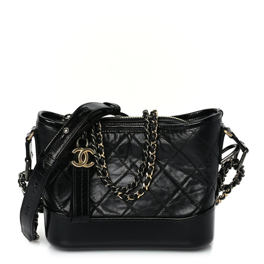 Chanel Aged Calfskin Chevron Quilted Small Gabrielle Hobo