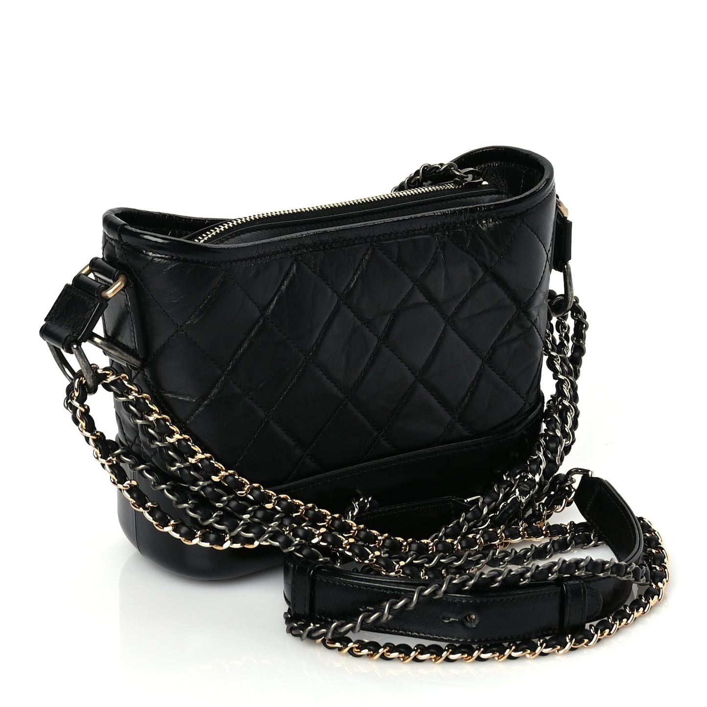 Chanel Aged Calfskin Chevron Quilted Small Gabrielle Hobo