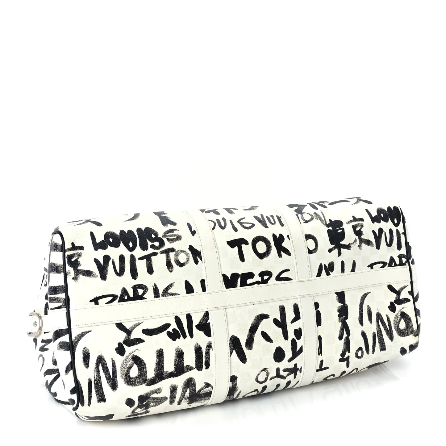 Louis Vuitton Calfskin Damier Scribble Keepall Bandouliere 50  Black White